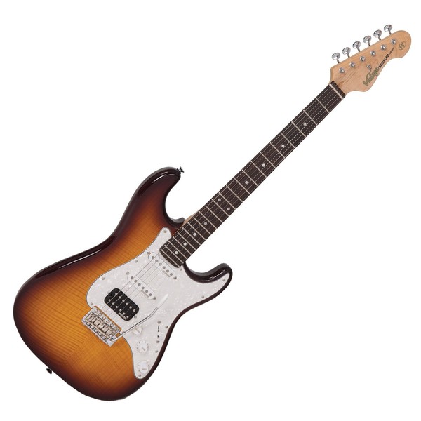 Vintage V6 Custom Spec Vibrato, Flame Tobacco Burst
