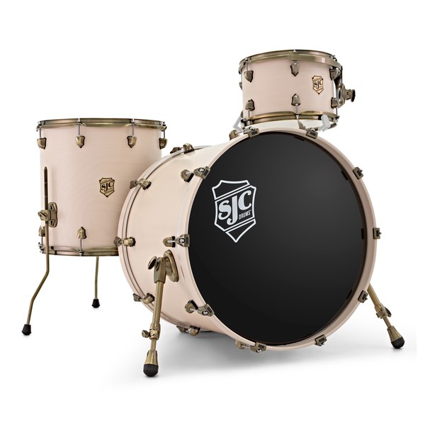 SJC Drums Navigator 22" 3pc Shell Pack, Antique White, Antq Brass HW main