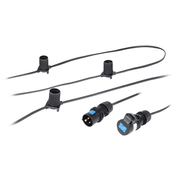 PCE 50m BC Festoon, 1m Spacing with 16A Plug and Socket