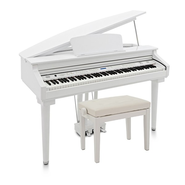 GDP-200 Digital Grand Piano with Stool by Gear4music, Gloss White