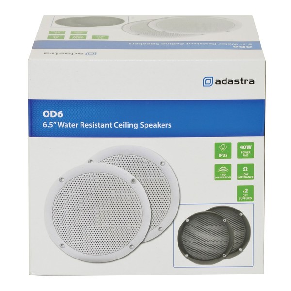 Adastra OD6-W4 6.5'' Water-Resistant Speakers, 4 Ohm, White, Packaging Front
