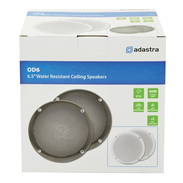 Adastra OD6-B8 6.5'' Water-Resistant Speakers, 8 Ohm, Black, Packaging Front
