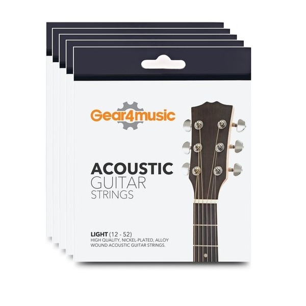 5 Pack of Acoustic Guitar Strings 80/20, Light