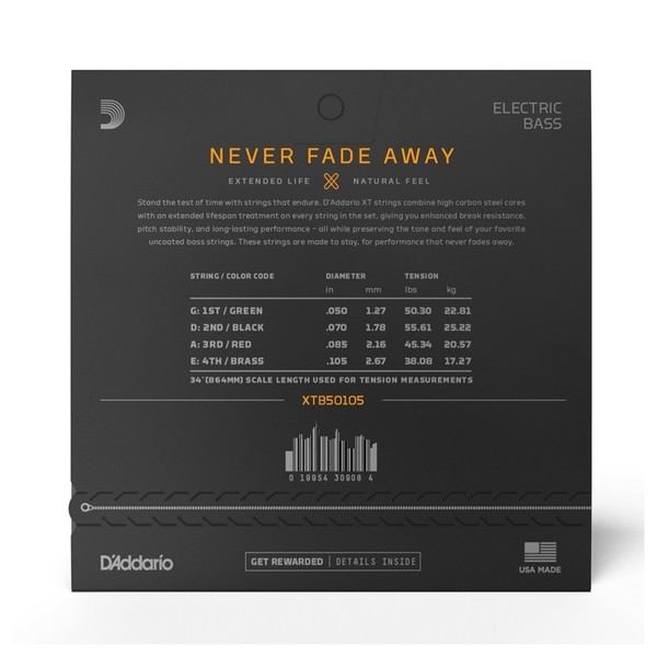 D'Addario XT NPS Medium Bass Strings, 50-105 - back