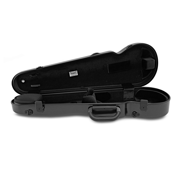 BAM 2002XL Hightech Shaped Violin Case, Black Carbon open 