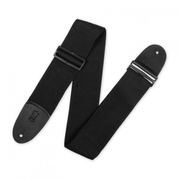 Levys M8P3-XL 3" Extra Long Poly Strap w/ Leather Ends, Black
