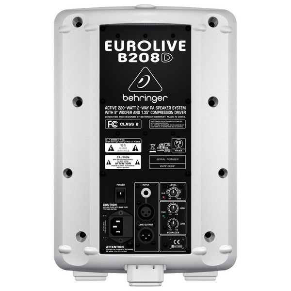 DISC Behringer B208D-WH Eurolive Active PA Speaker, White at