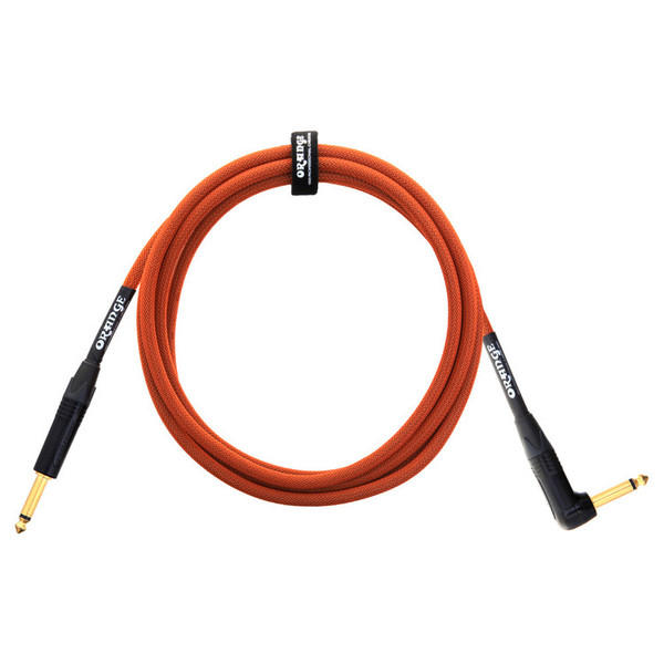 Orange 10 ft Instrument Right Angle Cable, Woven