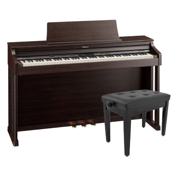 Roland HP305 Digital Piano, Rosewood with Rise and Fall Piano Stool