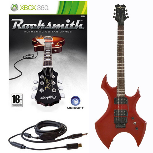 Ubisoft Rocksmith + Metal X Electric Guitar, Red Xbox Package