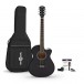 Single Cutaway Electro Acoustic Guitar & Accessory Pack by Gear4music, Black