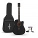 Dreadnought Cutaway Guitarra electroacústica y pack de accesorios de Gear4music, Negro