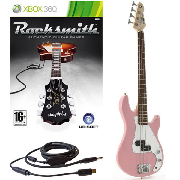 Rocksmith (Xbox 360) + 3/4 Electric G-4 Bass Guitar in Pink