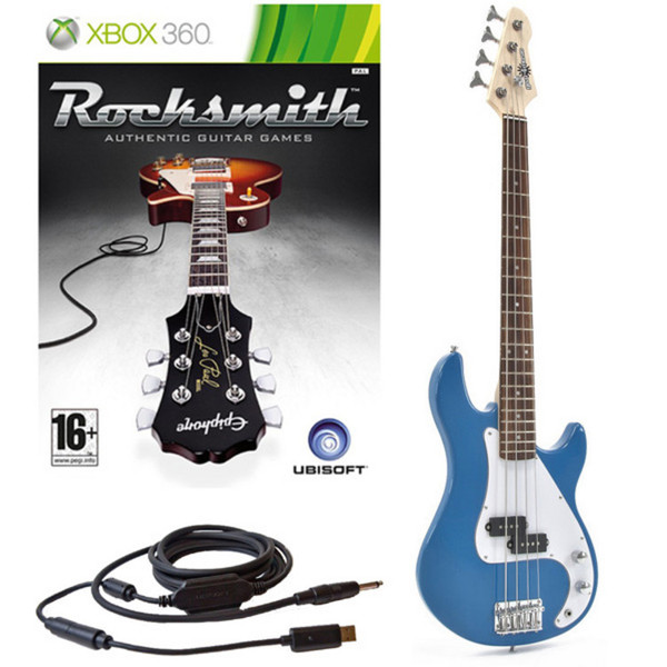 Rocksmith (Xbox 360) + 3/4 Electric G-4 Bass Guitar in Blue