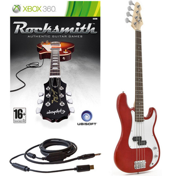 Rocksmith (Xbox 360) + Electric G-4 Bass Guitar in Red
