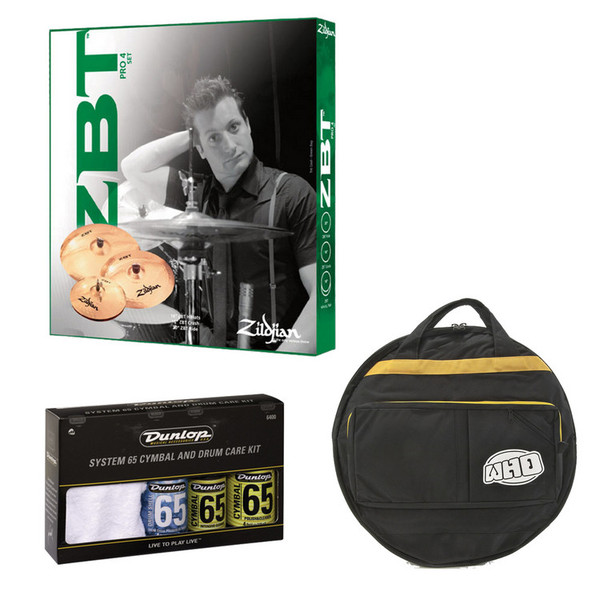 Zildjian ZBTC4P Cymbal Pack with Bonus 18" Crash, Bag and Cleaner