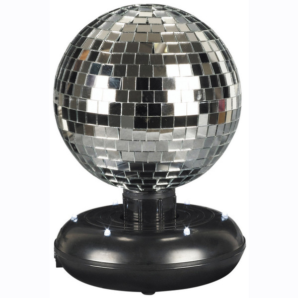 Cheetah Silver Free Standing Rotating Mirror Ball with Built-In LEDs