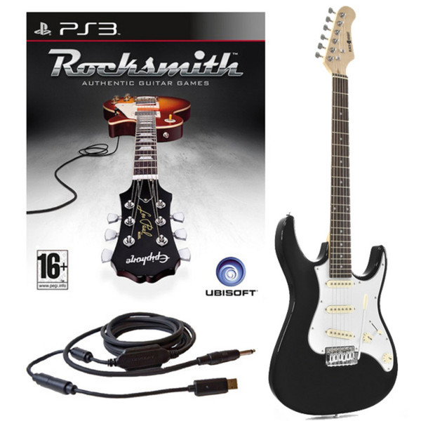 Rocksmith (PS3) + Black Knight CST-10 Electric Guitar, Black