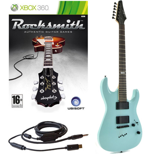 Rocksmith (Xbox) + Black Knight RS-80 Electric Guitar, Ice Blue
