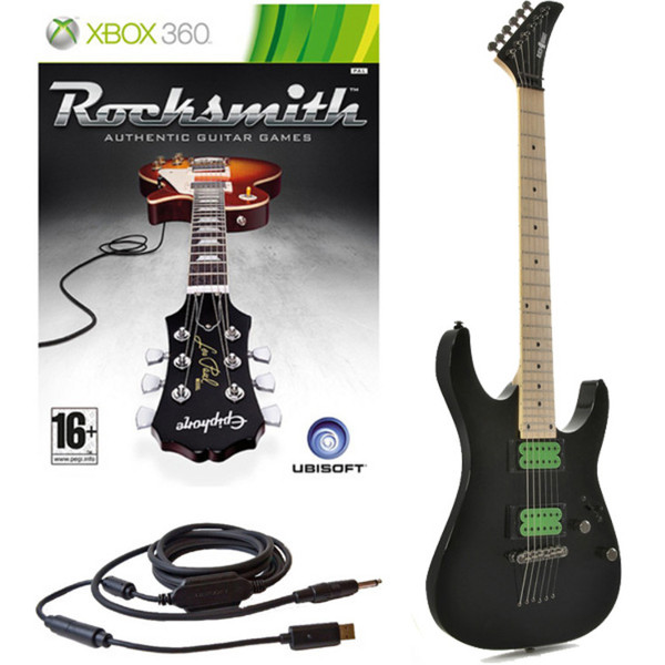 Rocksmith (Xbox) + Black Knight CL-22M Guitar with Maple Neck, Black 