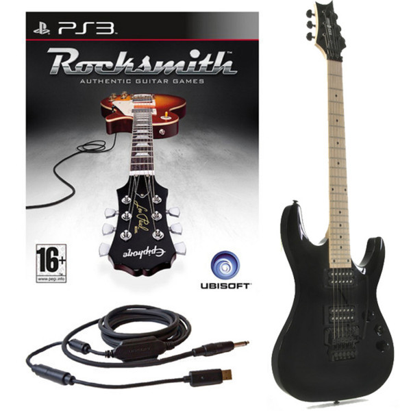 Rocksmith (PS3) + Black Knight CTD-33 Electric Guitar, Black