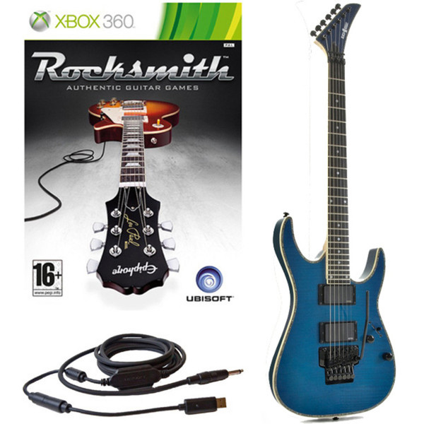 Rocksmith (Xbox) + Black Knight CL-103 Guitar, Transparent Blue