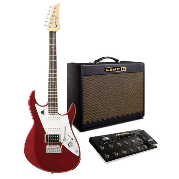 Line 6 JTV-69 Guitar, Candy Apple Red and DT25 1x12 Dream Rig Bundle