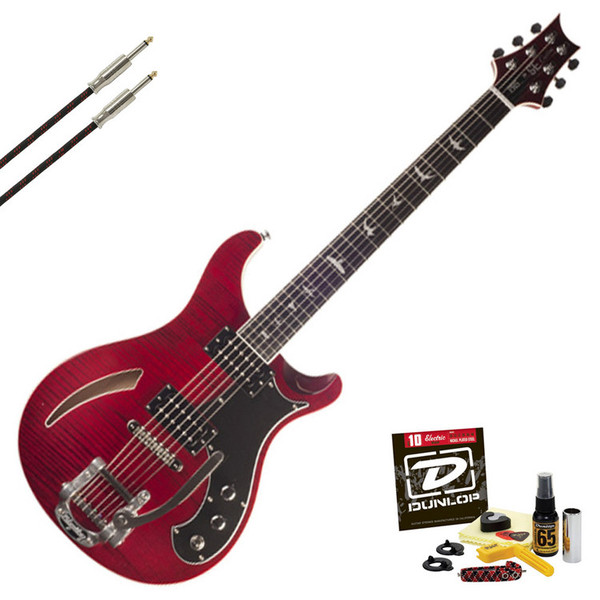 PRS SE Custom, Semi-Hollow Electric Guitar with Bigsby, Scarlet Red