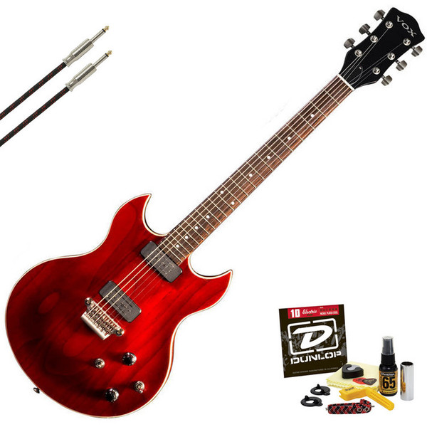 Vox SDC-33 Solid Body Double Cutaway Guitar, Trans Red