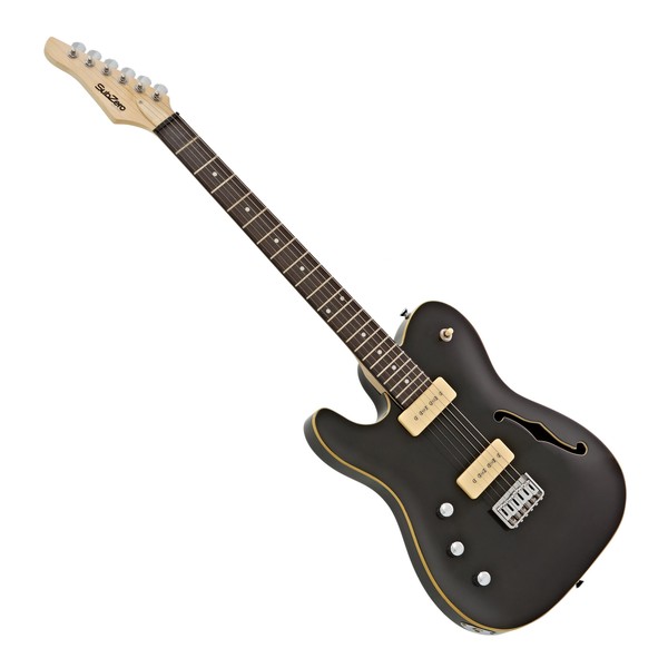 SubZero Paradigm Left Handed Semi-Hollow Electric Guitar, Trans Black