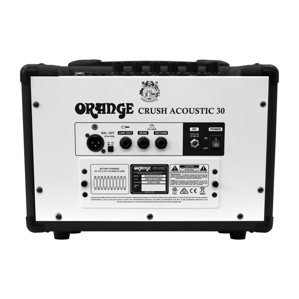 Orange Crush Acoustic 30 1x10 Acoustic Combo, Black - Back