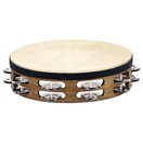Meinl 2 Row Headed Wood Tambourine, Steel Jingles, Walnut Brown