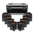 LEDJ QB1 RGBA LED Uplighter, Black, Eight Pack with Charge Case