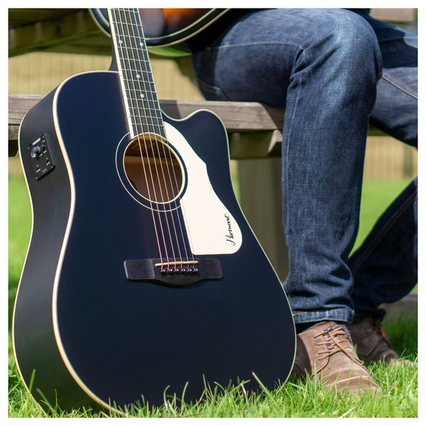 Hartwood Villanelle Cutaway Electro Acoustic Guitar, Satin Black