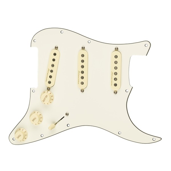 Fender Strat SSS V Noiseless Pre-Wired Pickguard, WBW Flat
