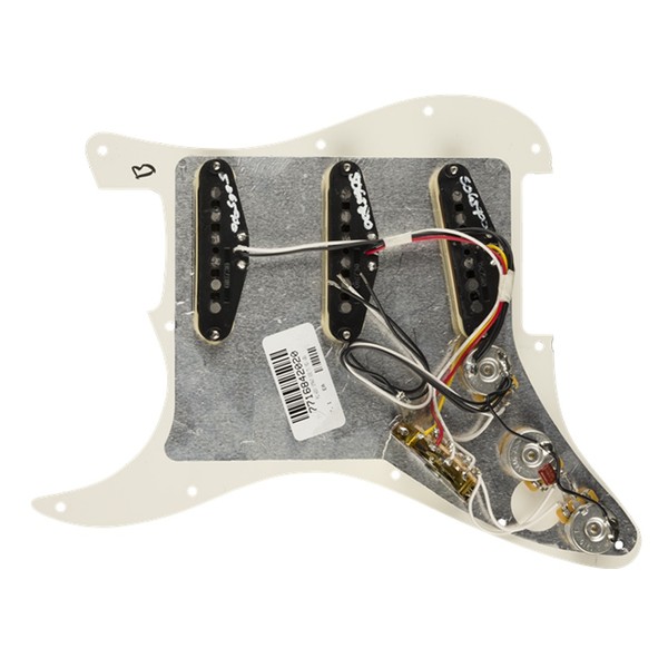 Fender Strat SSS Tex Mex Pre-Wired Pickguard, WBW Back flat