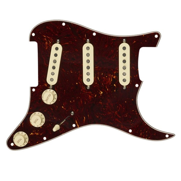 Fender Strat SSS Fat 50's Pre-Wired Pickguard, Tortoise Shell - Front View