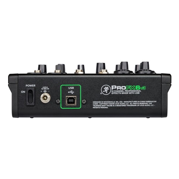 Mackie ProFX6v3 6-Channel Analog Mixer with USB, Rear