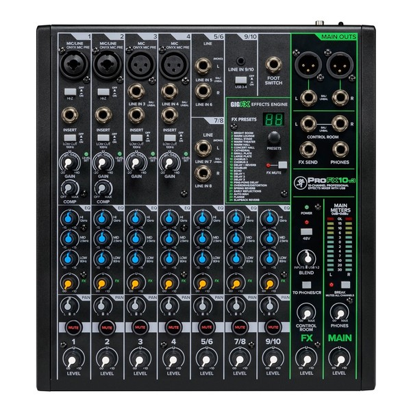 Mackie ProFX10v3 10-Channel Analog Mixer with USB, Top