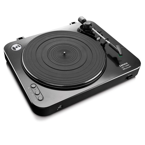 Lenco LBT-120 Turntable with Bluetooth, Black - Angled