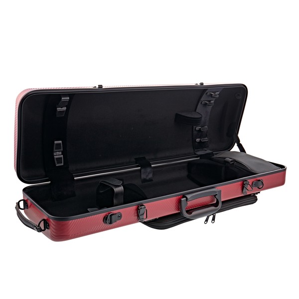 Gewa Pure Polycarbonate Oblong Violin Case, Red open