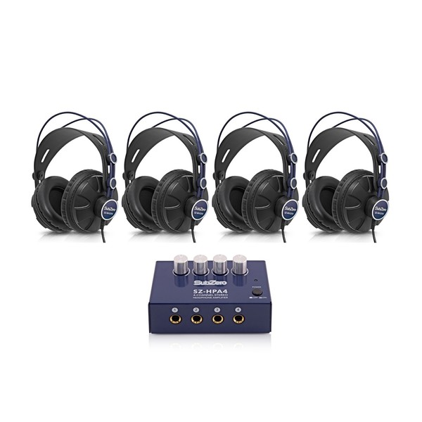 SubZero 4 Channel Headphone Amp with 4 x Headphones