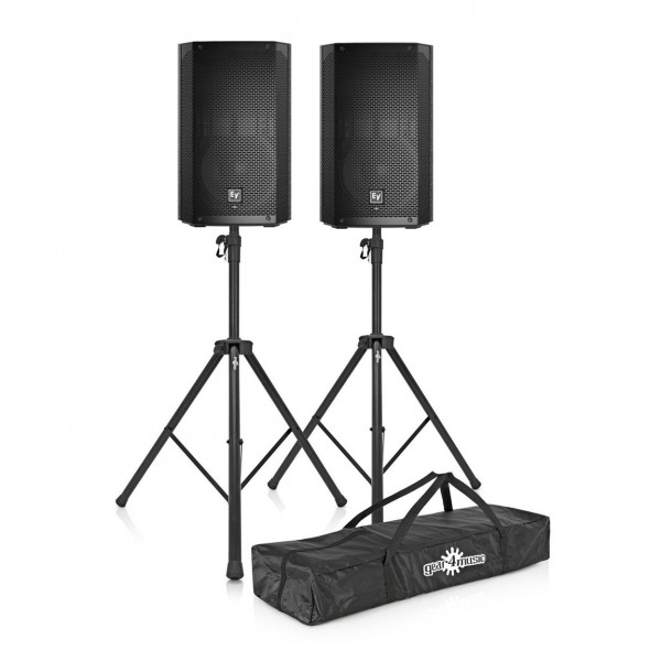 Electro-Voice ELX200-10P 10" Active PA Speakers with Stands - Full Package