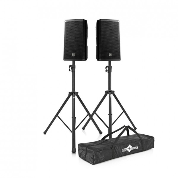 Electro-Voice ZLX-15P Active PA Speakers with Stands, Front