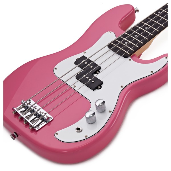 3/4 LA Bass Guitar Pink, 15W Bass Amp Pack