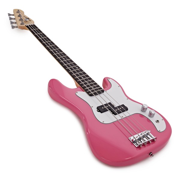 3/4 LA Bass Guitar Pink, 15W Bass Amp Pack