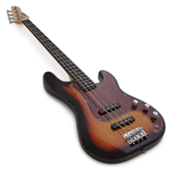 LA Select Bass Guitar Sunburst, 15W Bass Amp Pack