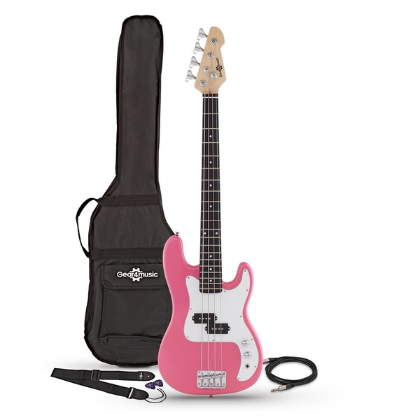 3/4 LA Bass Guitar Pink, 15W Bass Amp Pack