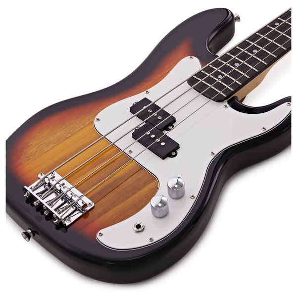 3/4 LA Bass Guitar Sunburst, 15W Bass Amp Pack