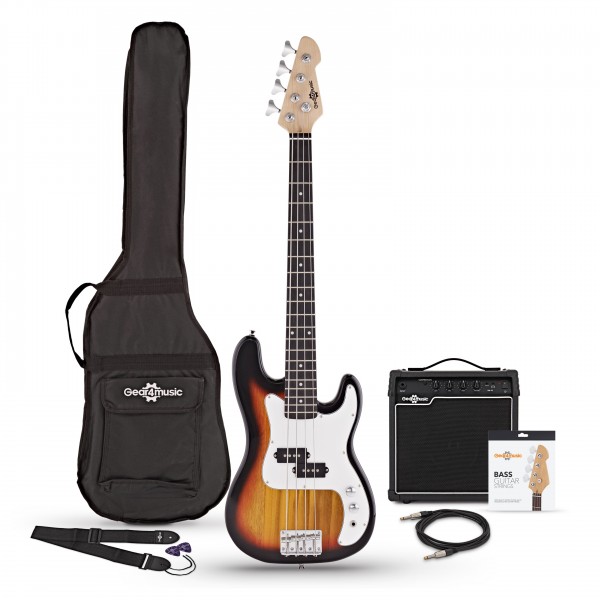 3/4 LA Bass Guitar + 15W Amp Pack, Sunburst - Main Image